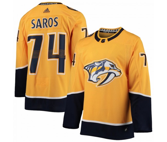 Nashville Predators Juuse Saros Men's adidas Gold Home Authentic Player Jersey