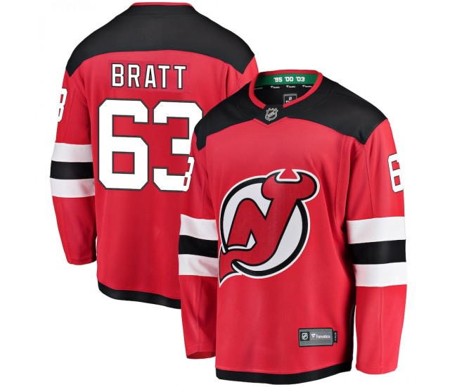 New Jersey Devils Jesper Bratt Men's Fanatics Branded Red Home Breakaway Player Jersey