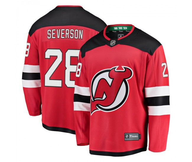 New Jersey Devils Damon Severson Men's Fanatics Branded Red Home Breakaway Player Jersey