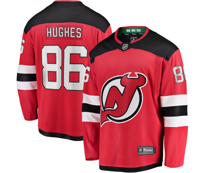 New Jersey Devils Jack Hughes Men's Fanatics Branded Red Breakaway Player Jersey