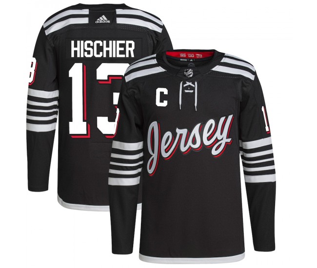 New Jersey Devils Nico Hischier Men's adidas Black 2021/22 Alternate Primegreen Authentic Pro Player Jersey