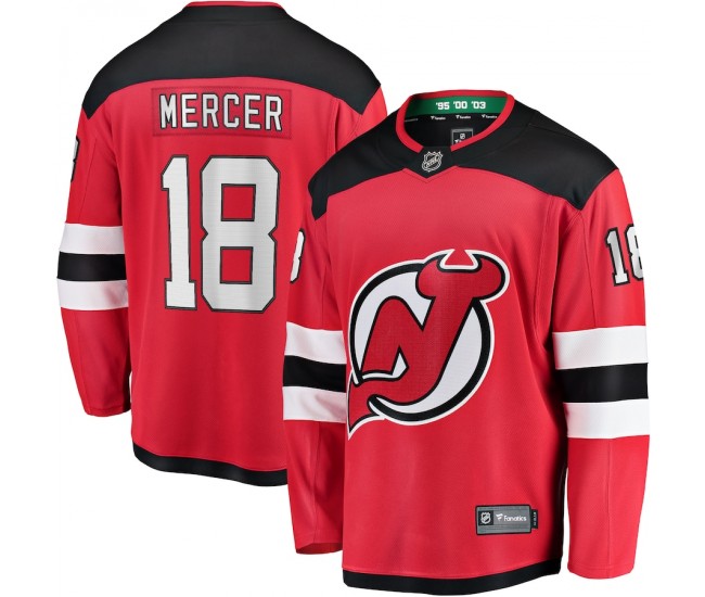 New Jersey Devils Dawson Mercer Men's Fanatics Branded Red Home Breakaway Player Jersey