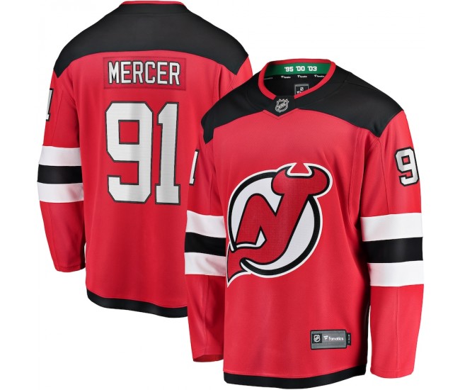 New Jersey Devils Dawson Mercer Men's Fanatics Branded Red Home Breakaway Jersey