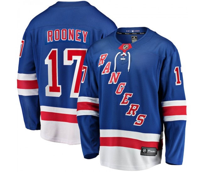 New York Rangers Kevin Rooney Men's Fanatics Branded Blue 2017/18 Home Breakaway Replica Jersey