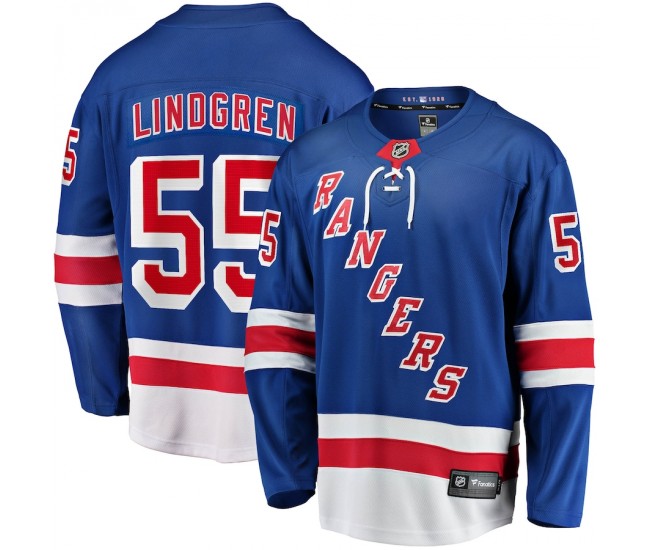 New York Rangers Ryan Lindgren Men's Fanatics Branded Blue 2017/18 Home Breakaway Replica Jersey