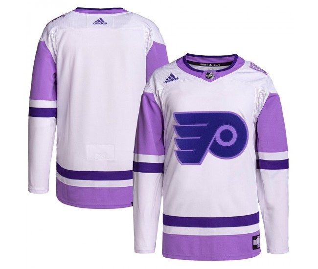 Philadelphia Flyers Men's adidas White/Purple Hockey Fights Cancer Primegreen Authentic Blank Practice Jersey