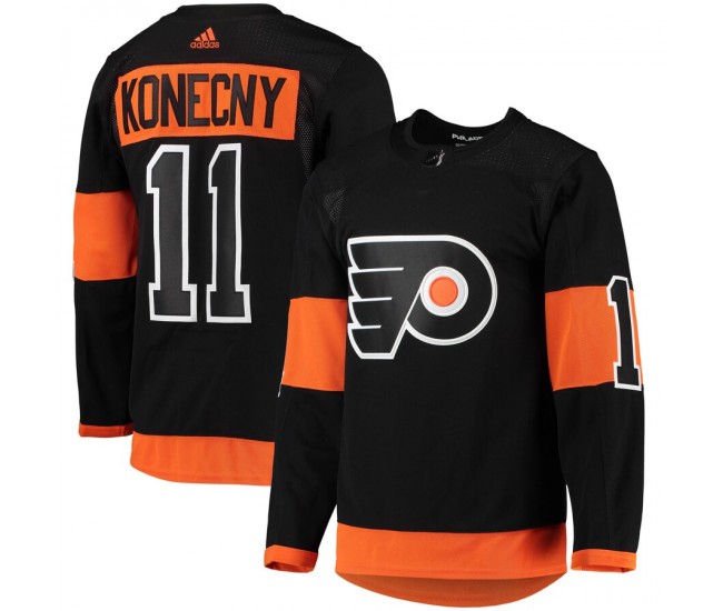 Philadelphia Flyers Travis Konecny Men's adidas Black Alternate Primegreen Authentic Pro Player Jersey