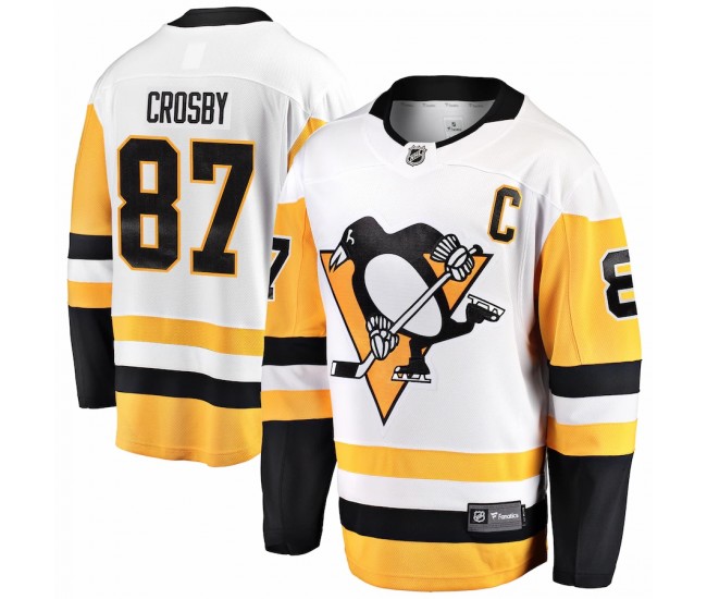 Pittsburgh Penguins Sidney Crosby Men's Fanatics Branded White Captain Away Premier Breakaway Player Jersey