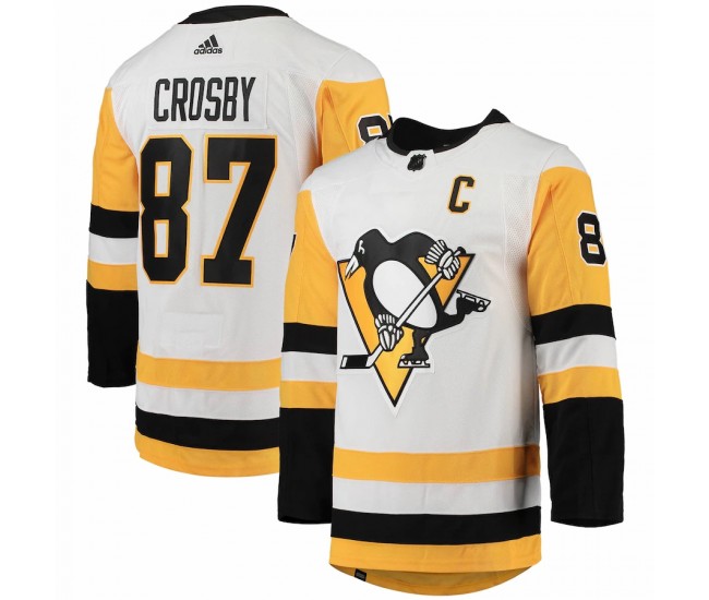 Pittsburgh Penguins Sidney Crosby Men's adidas White Away Captain Patch Primegreen Authentic Pro Player Jersey