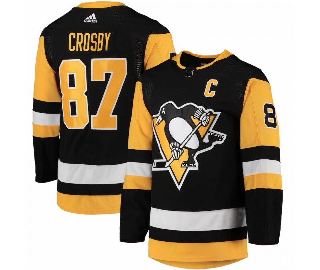 Pittsburgh Penguins Sidney Crosby Men's adidas Black Home Captain Patch Primegreen Authentic Pro Player Jersey