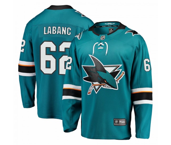 San Jose Sharks Kevin Labanc Men's Fanatics Branded Teal Breakaway Jersey