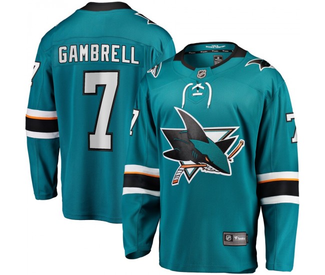 San Jose Sharks Dylan Gambrell Men's Fanatics Branded Teal Replica Player Jersey