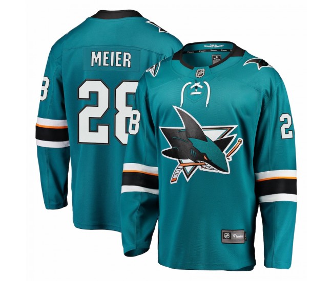 San Jose Sharks Timo Meier Men's Fanatics Branded Teal Home Premier Breakaway Player Jersey