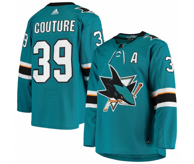 San Jose Sharks Logan Couture Men's adidas Teal Home Authentic Alternate Captain Player Jersey