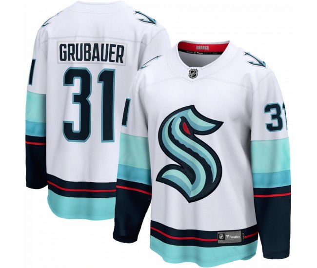 Seattle Kraken Philipp Grubauer Men's Fanatics Branded White Away Premier Breakaway Player Jersey