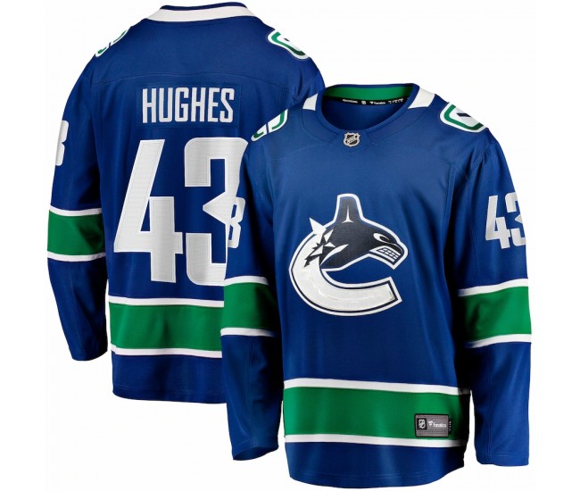 Vancouver Canucks Quinn Hughes Men's Fanatics Branded Blue Home Breakaway Jersey