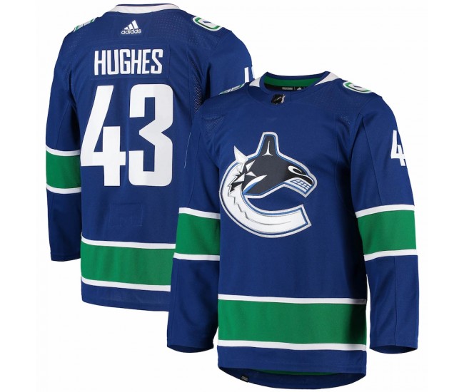 Vancouver Canucks Quinn Hughes Men's adidas Blue Home Authentic Pro Player Jersey