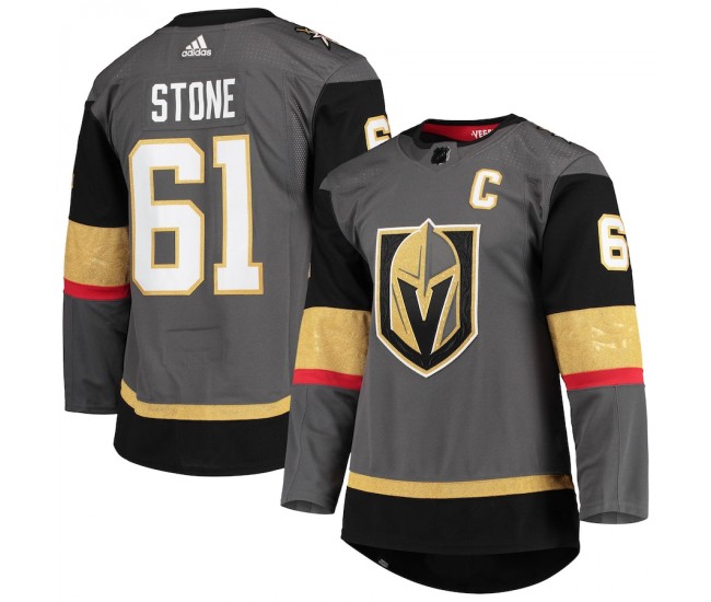 Vegas Golden Knights Mark Stone Men's adidas Gray Home Captain Patch Primegreen Authentic Pro Player Jersey