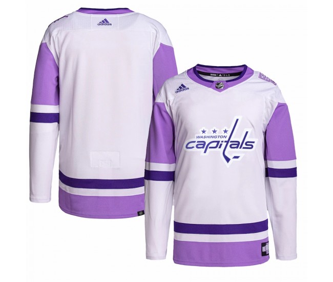 Washington Capitals Men's adidas White/Purple Hockey Fights Cancer Primegreen Authentic Blank Practice Jersey