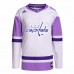 Washington Capitals Men's adidas White/Purple Hockey Fights Cancer Primegreen Authentic Blank Practice Jersey